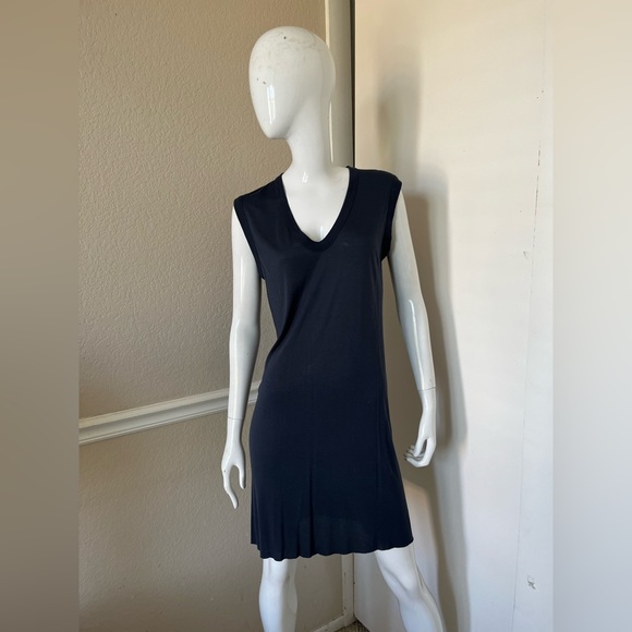 RICK OWENS NWT! Vicious S/S14 Navy Blue Silk/Viscose Sleeveless T-Shirt Dress 8
